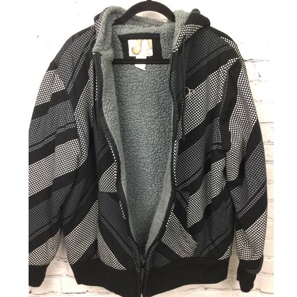 Ocean Pacific OP Y2K Cyber Faux Sherpa Lined VTG Retro Hooded Skater Jacket L - Picture 5 of 13